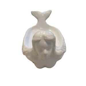 Mermaid Serving Dish Catchall Vanity Tray Bowl Sushi Roll Plate White Ceramic